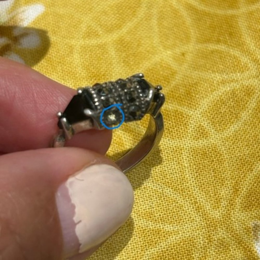 VTG 925 Sterling Black Onyx Marcasite RING - Picture 10 of 10